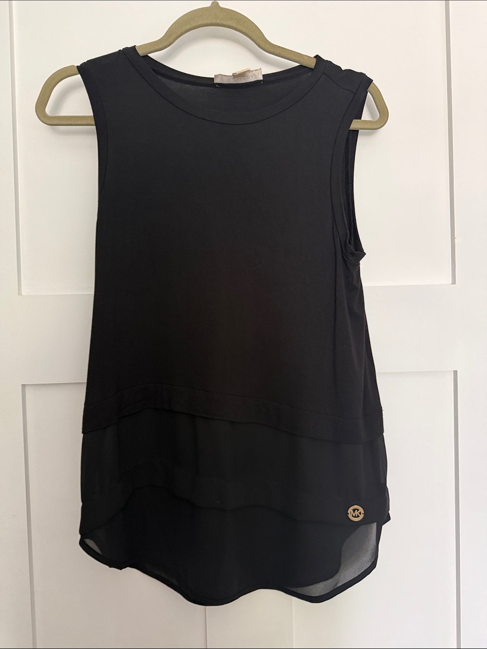 Michael Kors Black Layered Chiffon Hem Tank